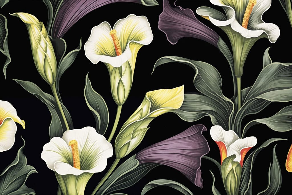 Vibrant blooms against dark background