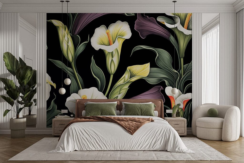 Vibrant blooms against dark background