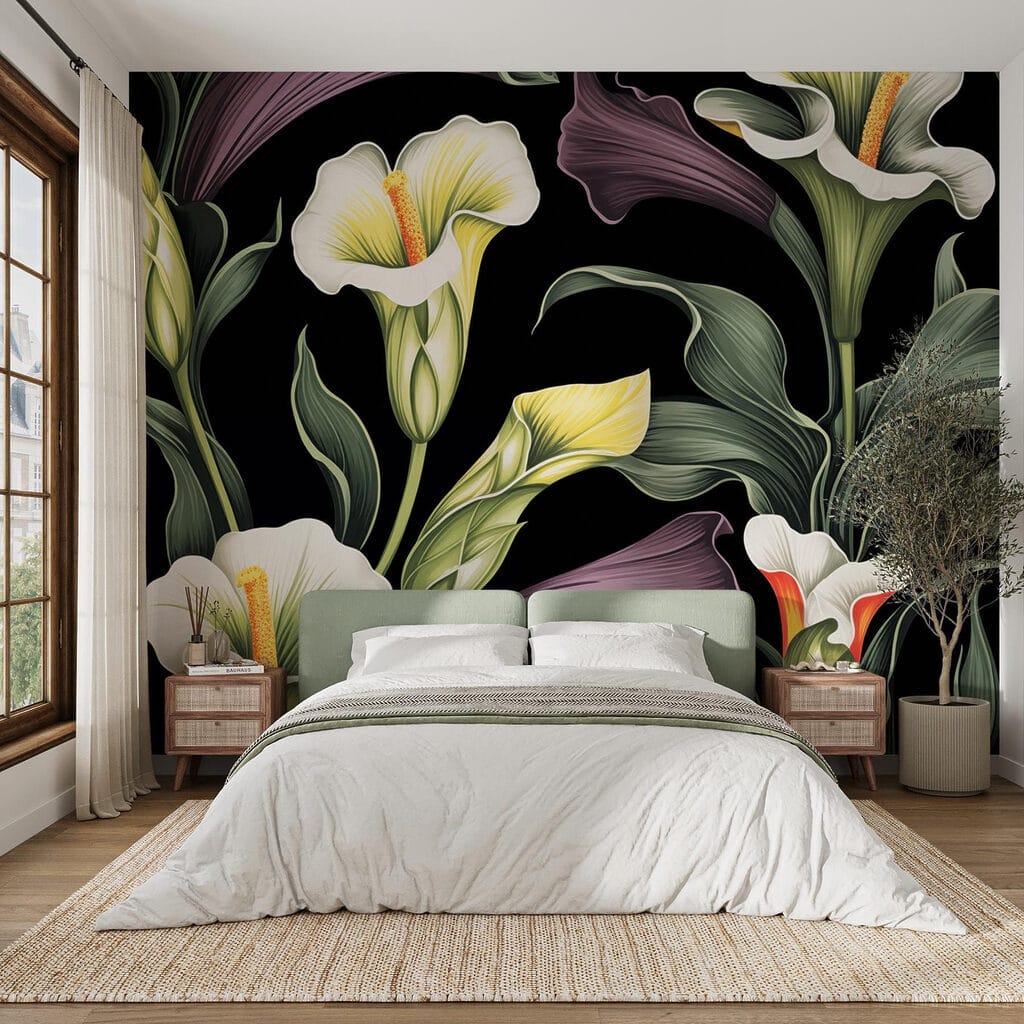 Vibrant blooms against dark background