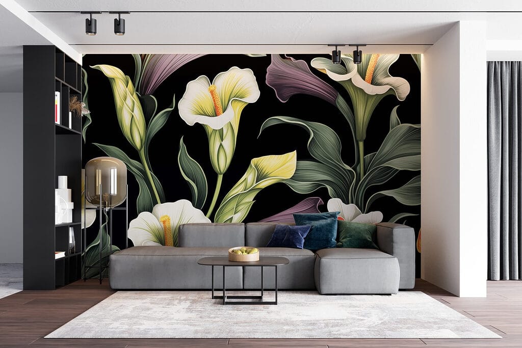 Vibrant blooms against dark background