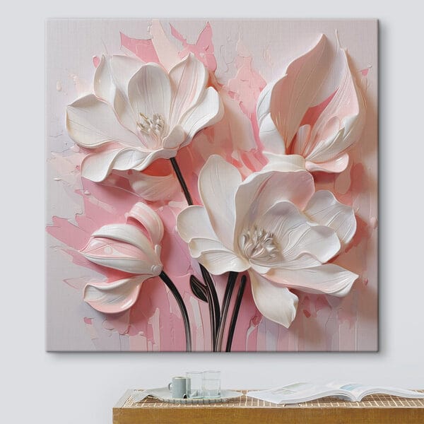 Witte bloemen op een roze achtergrond Witte bloemen op een roze achtergrond