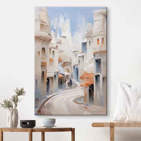 Schilderij van een stad Schilderij van een stad
