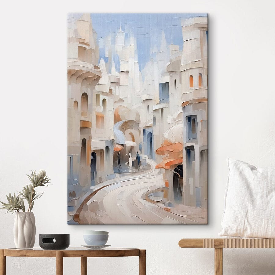 Schilderij van een stad