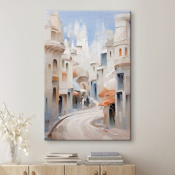 Schilderij van een stad Schilderij van een stad