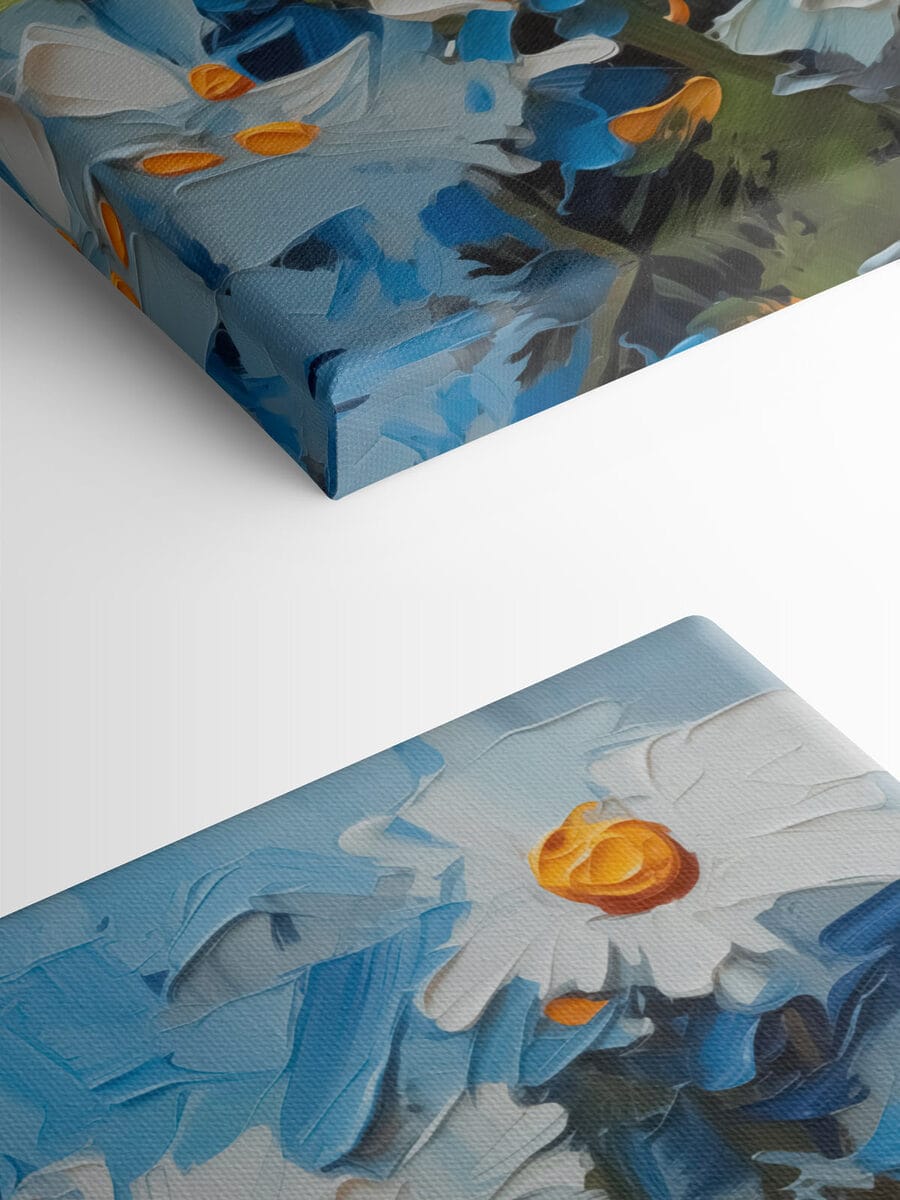 Heldere madeliefjes tegen een blauwe achtergrond