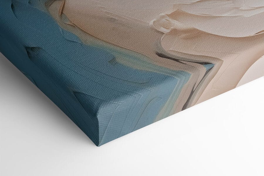 Schilderij van een vrouw met witte en blauwe verf