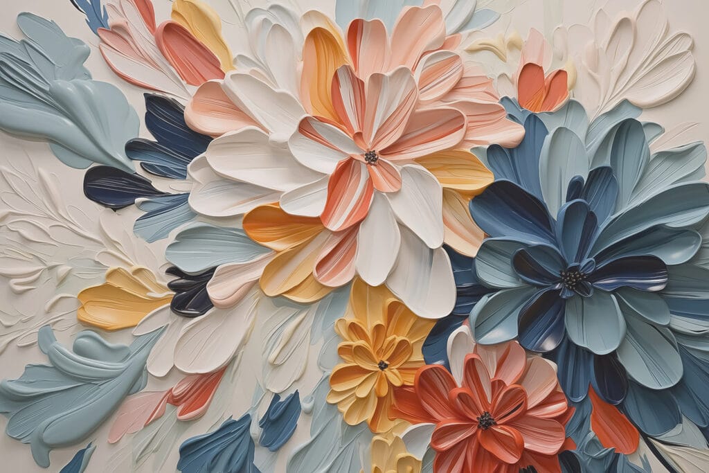 Colorful blooms in textured artwork Colorful blooms in textured artwork
