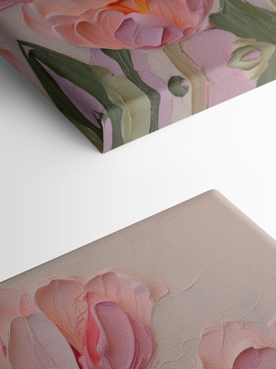 Schilderij van roze bloemen
