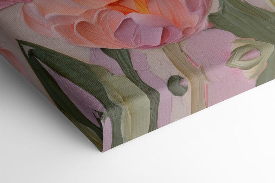Schilderij van roze bloemen