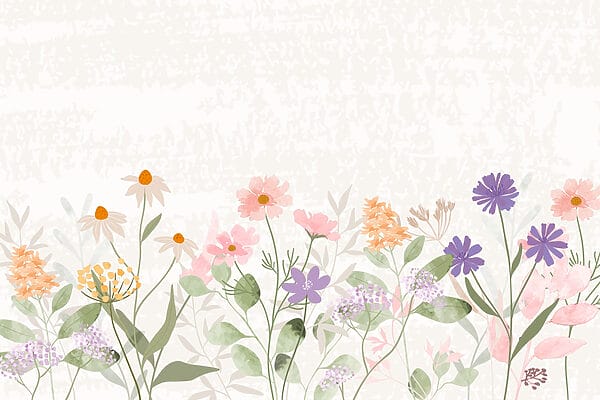 Rij bloemen met bladeren Rij bloemen met bladeren