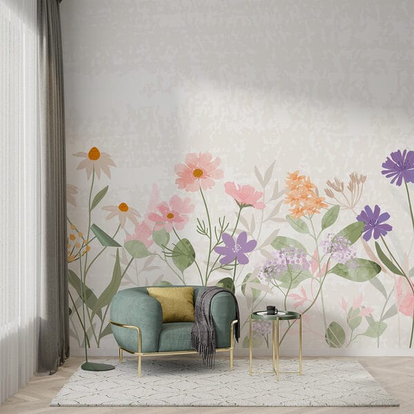 Rij bloemen met bladeren Rij bloemen met bladeren