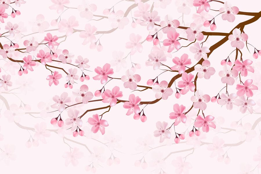 Roze bloemen op een tak Roze bloemen op een tak