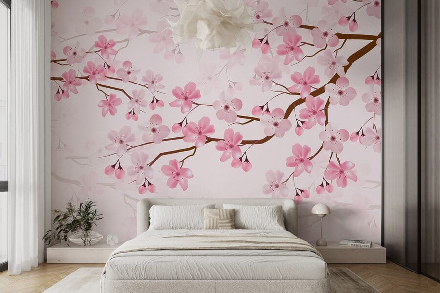 Roze bloemen op een tak Roze bloemen op een tak