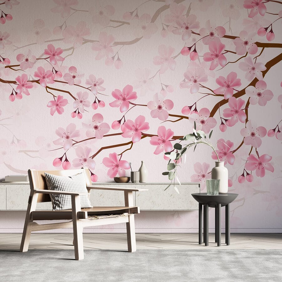 Roze bloemen op een tak Roze bloemen op een tak