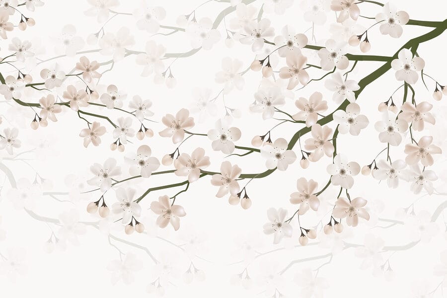 Witte bloemen aan een tak