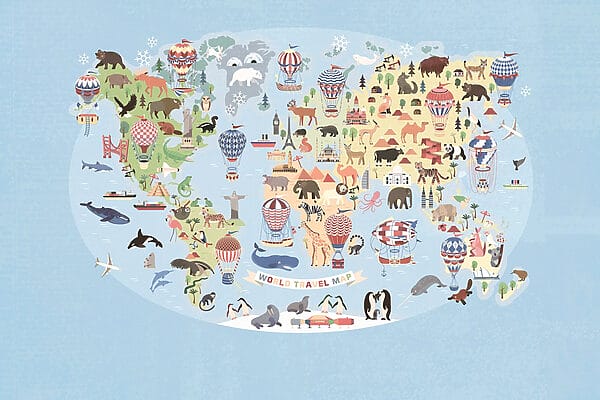 Wereldkaart met dieren Wereldkaart met dieren