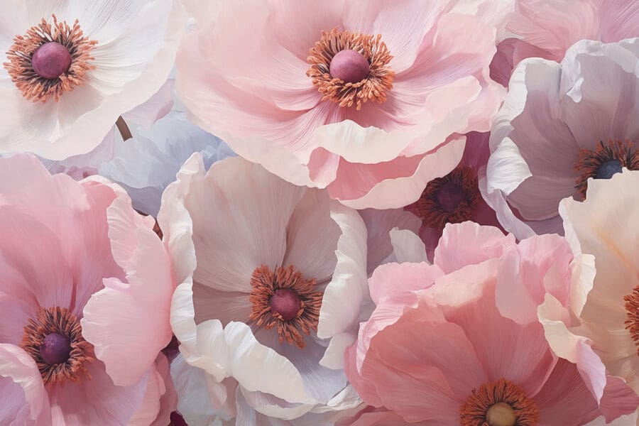 Groep roze en witte bloemen