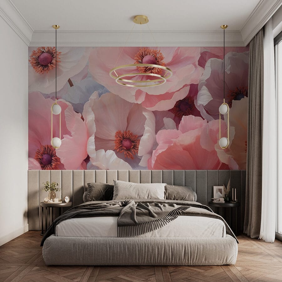 Groep roze en witte bloemen