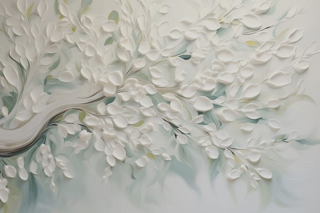 Witte boom met bladeren Witte boom met bladeren