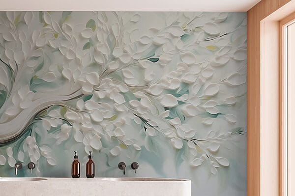 Witte boom met bladeren Witte boom met bladeren