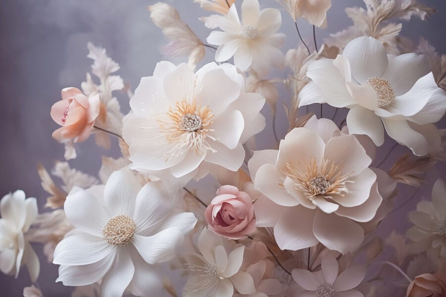 Groep witte en roze bloemen