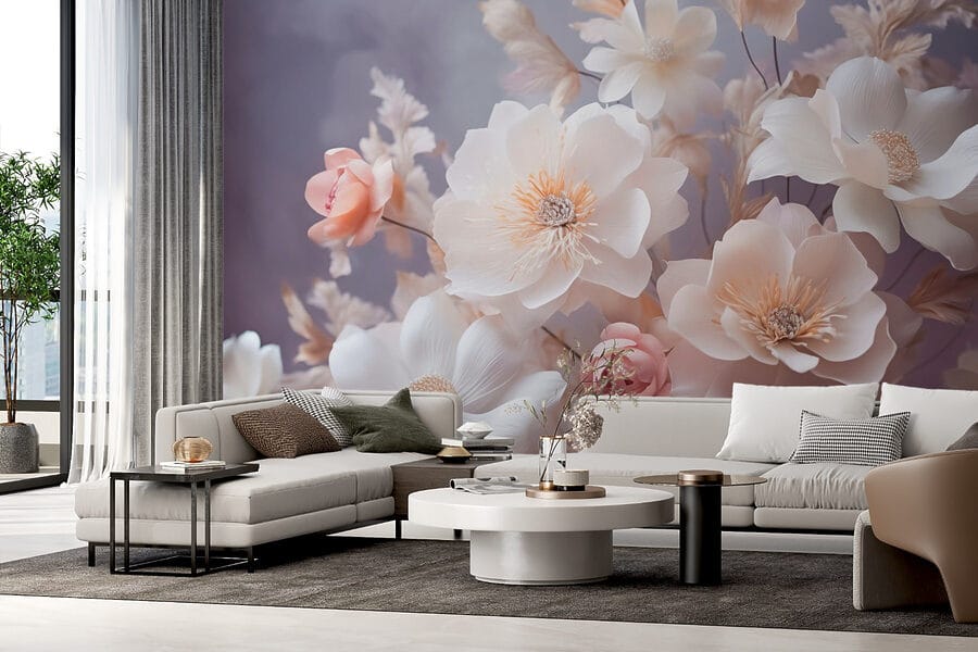 Groep witte en roze bloemen