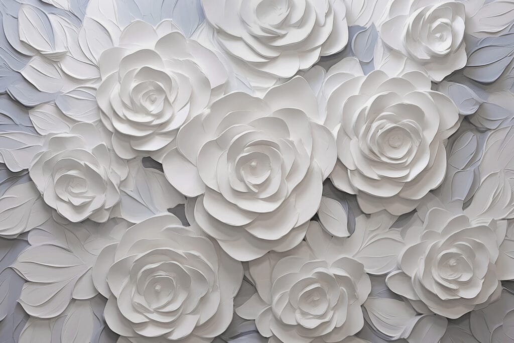 Groep witte papieren bloemen Groep witte papieren bloemen