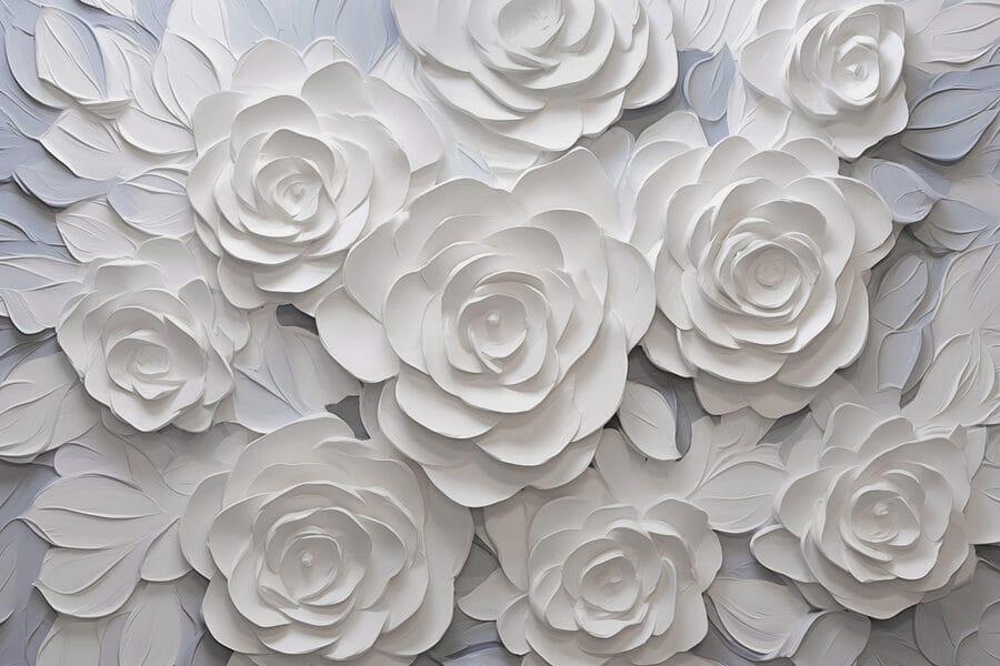 Groep witte papieren bloemen