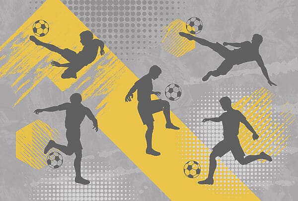 Groep mannen aan het voetballen Groep mannen aan het voetballen