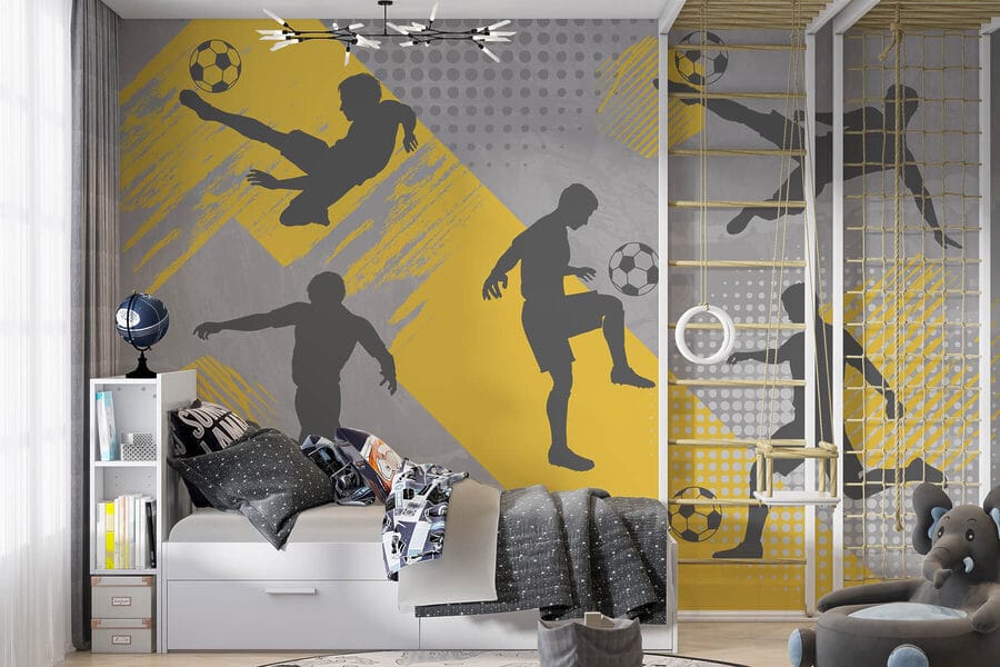 Groep mannen aan het voetballen