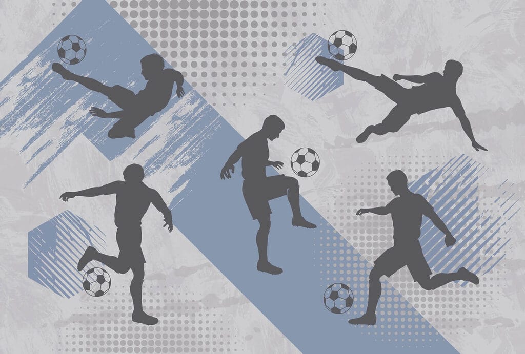 Groep mannen aan het voetballen Groep mannen aan het voetballen