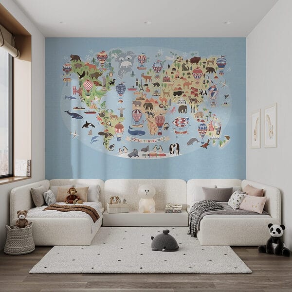 Wereldkaart met dieren Wereldkaart met dieren
