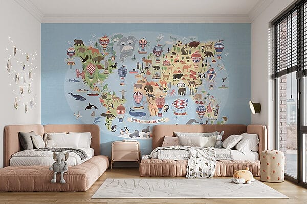 Wereldkaart met dieren Wereldkaart met dieren