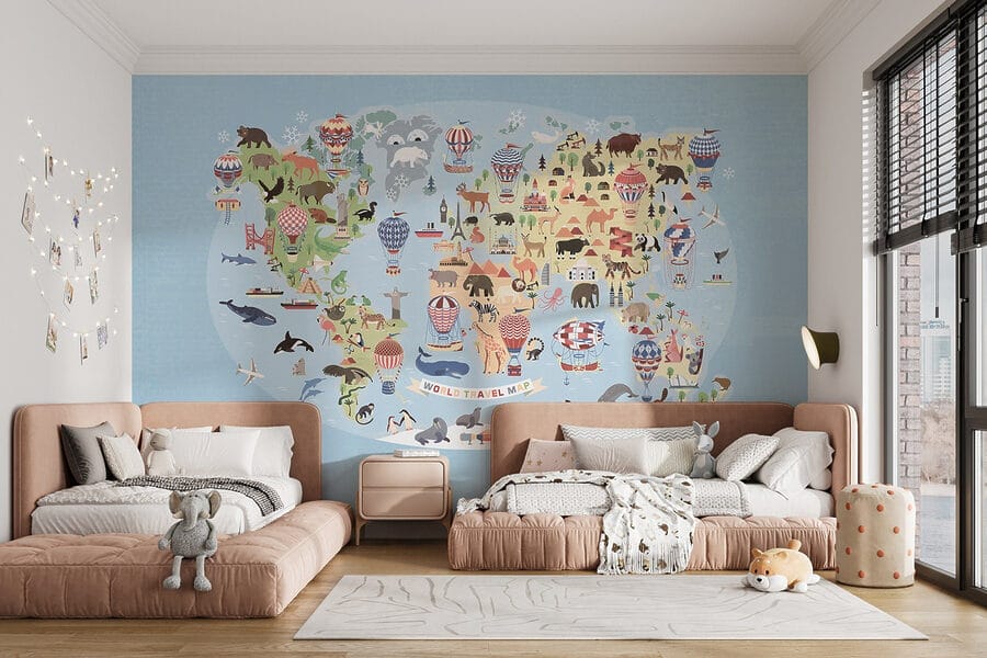 Wereldkaart met dieren