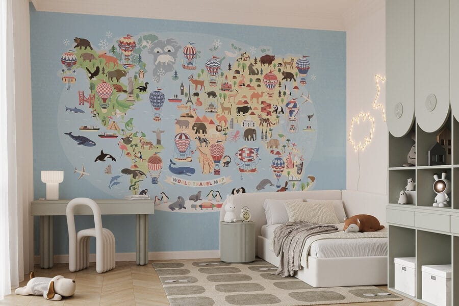 Wereldkaart met dieren