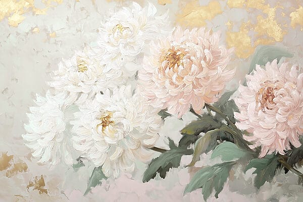 Schilderij van bloemen op een wit oppervlak Schilderij van bloemen op een wit oppervlak