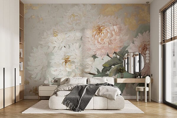 Schilderij van bloemen op een wit oppervlak Schilderij van bloemen op een wit oppervlak