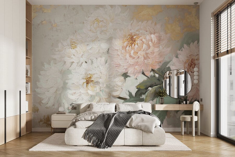 Schilderij van bloemen op een wit oppervlak