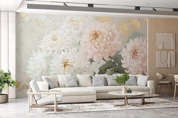 Schilderij van bloemen op een wit oppervlak Schilderij van bloemen op een wit oppervlak