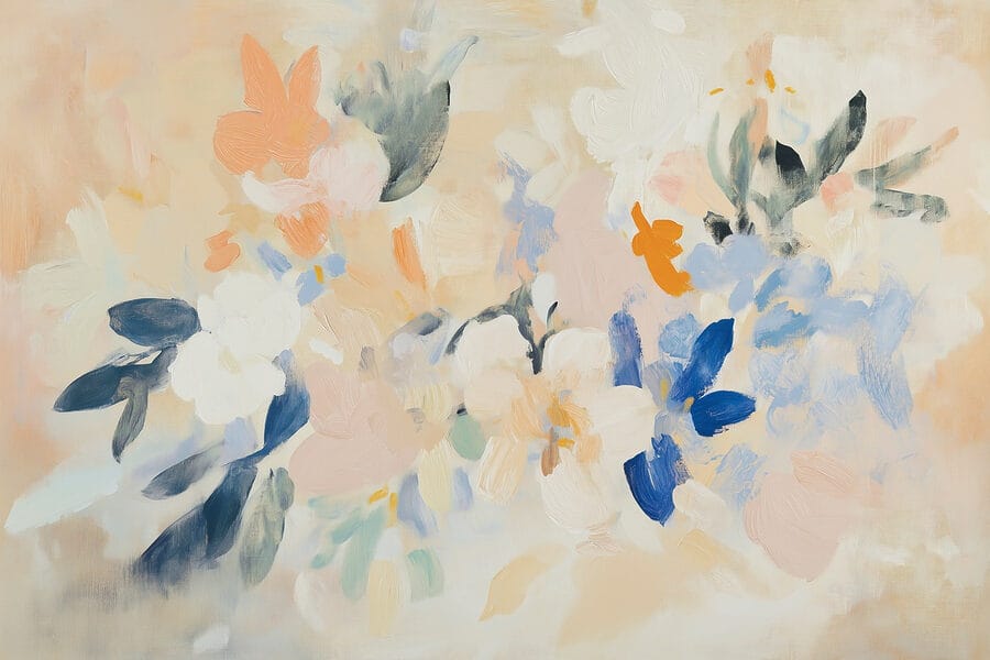 Schilderij van bloemen op een wit oppervlak
