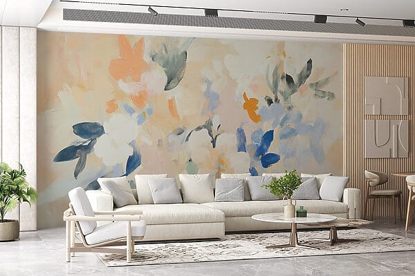 Schilderij van bloemen op een wit oppervlak Schilderij van bloemen op een wit oppervlak