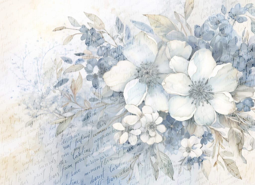 Schilderij van bloemen en bladeren Schilderij van bloemen en bladeren