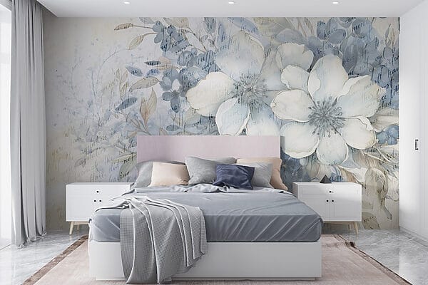 Schilderij van bloemen en bladeren Schilderij van bloemen en bladeren