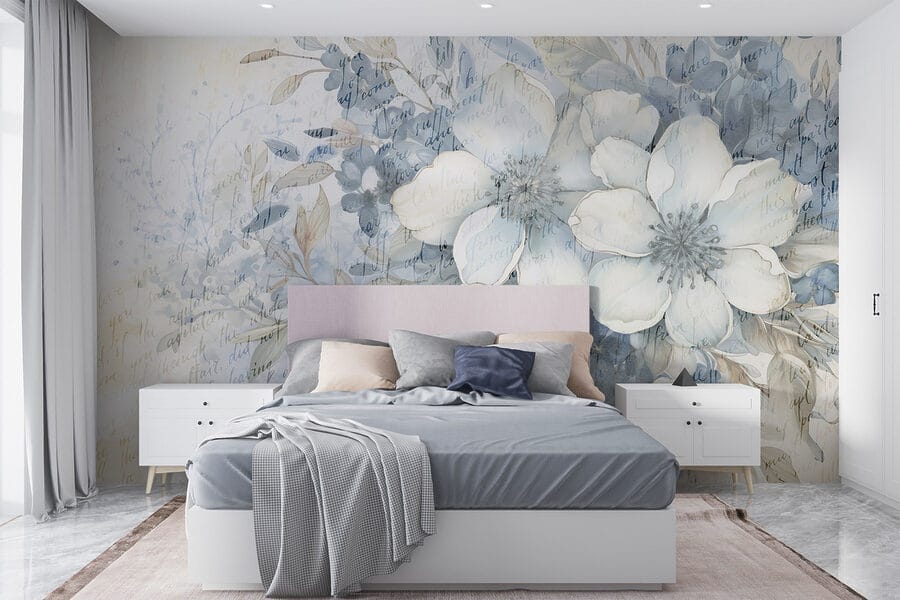 Schilderij van bloemen en bladeren