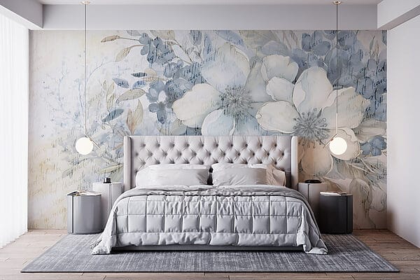 Schilderij van bloemen en bladeren Schilderij van bloemen en bladeren