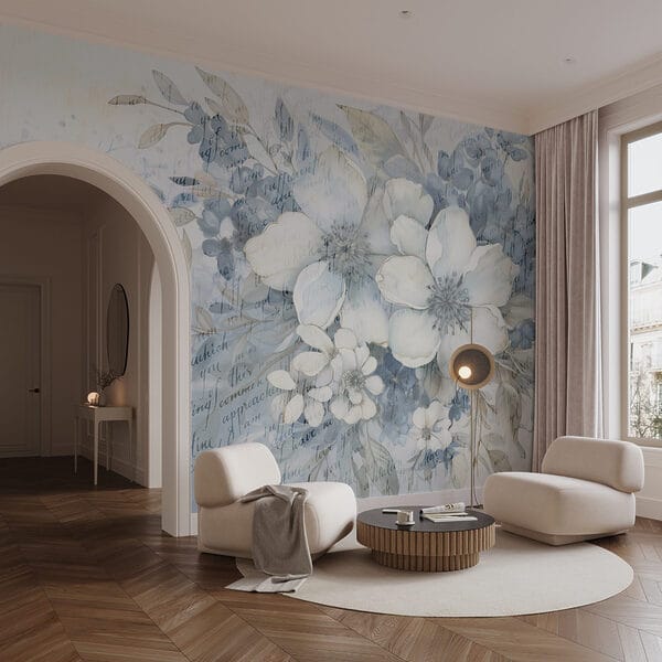 Schilderij van bloemen en bladeren Schilderij van bloemen en bladeren