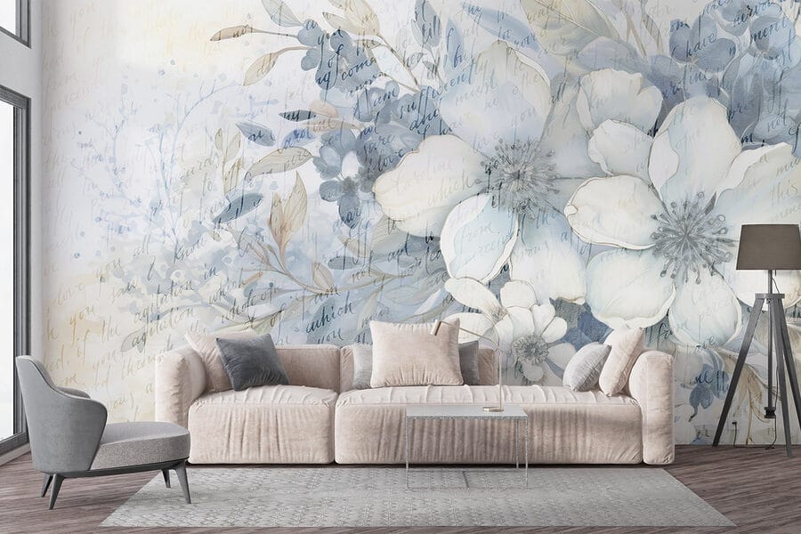 Schilderij van bloemen en bladeren