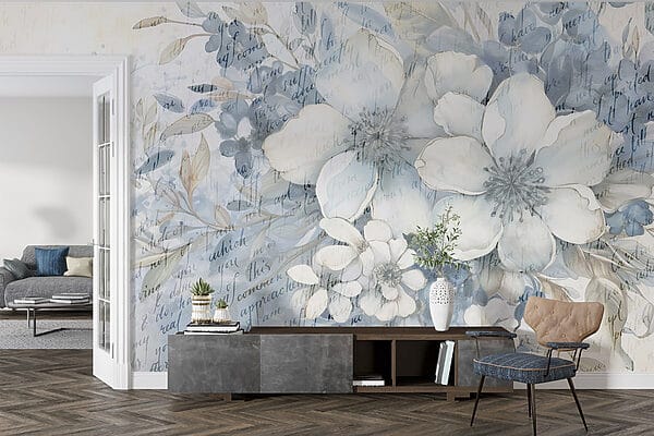 Schilderij van bloemen en bladeren Schilderij van bloemen en bladeren