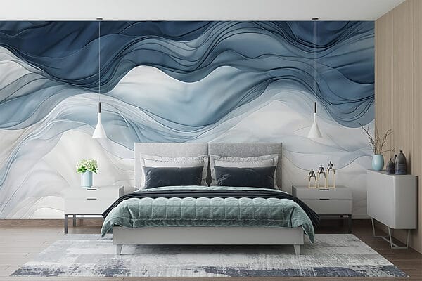 Blauwe en witte golvende stof Blauwe en witte golvende stof