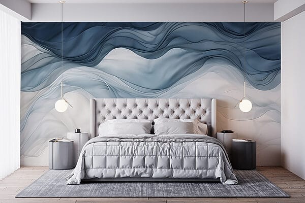 Blauwe en witte golvende stof Blauwe en witte golvende stof